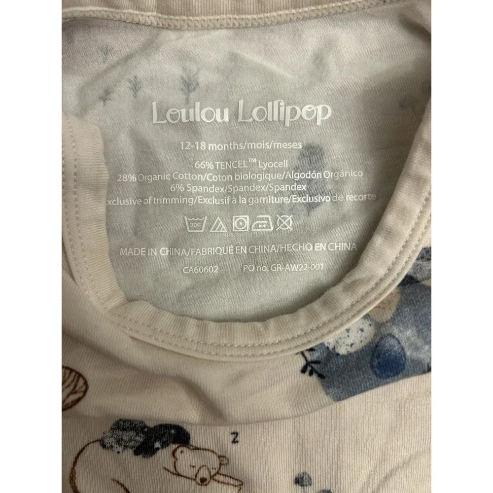 Loulou Lollipop Infant Bodysuit 12-18 Months Bears Fox Organic Cotton Baby
